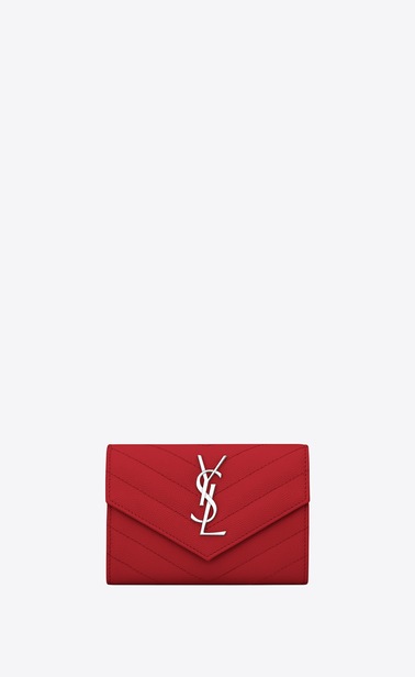 monogram small envelope wallet in grain de poudre embossed leather